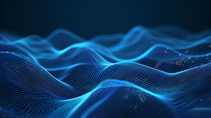 A digital wave pattern with blue particles, symbolizing dynamic data flow