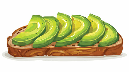 Tasty avocado toast on white background Vectot style