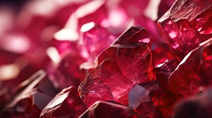 Ruby gemstones. Macro shot. Background of ruby stones. Ai generative