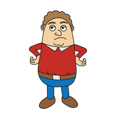funny cartoon character, fat cartoon man, vector illustration