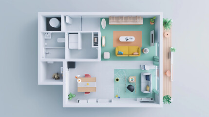 3D Rendered Floorplan Of A Modern Home Interior