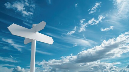 Blank signpost against cloudy sky backdrop