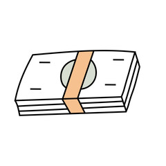 Banknotes doodle. Vector isolated on white background