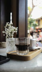 Vietnamese coffee with milk in a cafe