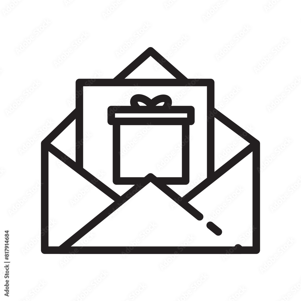 Sticker christmas email gift line icon