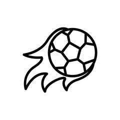 Obraz premium Flame ball line icon. Soccer icon. Football icon isolated on white background. Transparent background, minimalist symbol. Vector images