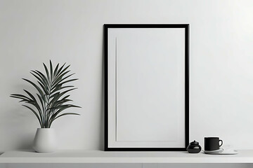 Frame Blank Mock-up minimalist. Frame Mock-up with Leaves