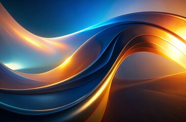 warm to cool color shift in abstract, modern design, smooth, glossy surfaces, reminiscent of sunrise/sunset, generative ai