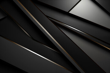 Abstract black metallic geometric background with white lines.