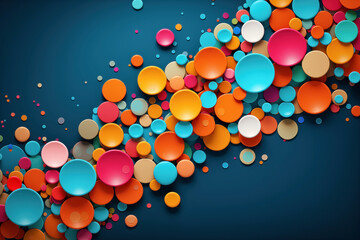 Abstract background with colorful circles and dots.