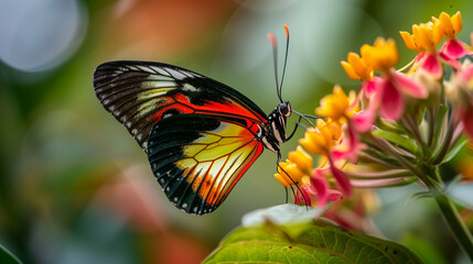 Fototapeta premium A close-up of a colorful butterfly on a flower 