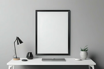 Frame Blank Mock-up minimalist. Frame Mock-up with Books