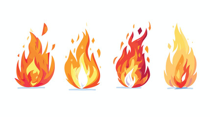 Four of bright burning flame and bonfire icons 