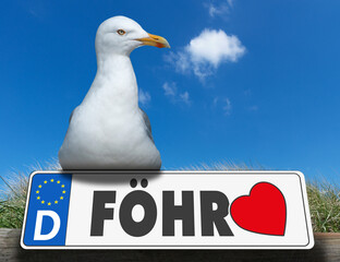 Liebe Nordseeinsel Föhr, Autonummernschild mit Herz