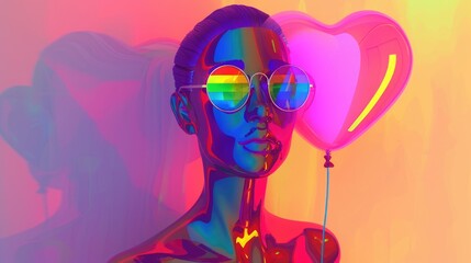 Iridescent Rainbow Skin and Cosmic Eyes: A Surreal Pride Icon