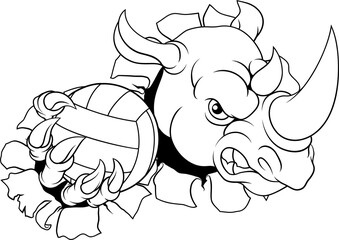 Rhino Volleyball Volley Ball Claw Animal Mascot
