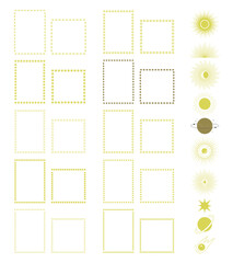 Universe elements frame collection. Bright heavenly childish fantasy decorative elements, celestial border