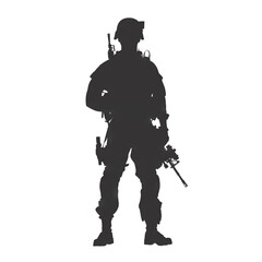 Flat design soldier full body silhouette