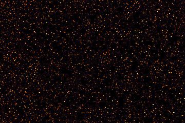 Red yellow golden starry night sky. Galaxy space. Glowing stars in space. Colourful confetti. New Year, Christmas and celebration background concept. 