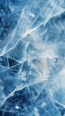 Icy surface depicted in blue and white hues against a blue background. Arctic scenery concept