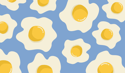Cute sunny side up eggs pattern background vector design
