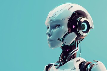 robot on blue background 