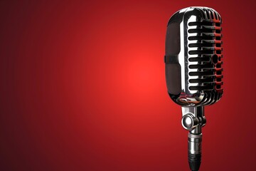 Fototapeta premium illustration of a retro microphone with copy space