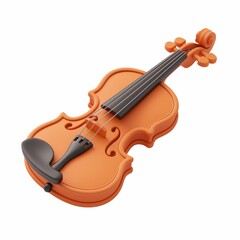 Fototapeta premium Cute Violin Cartoon Clay Illustration, 3D Icon, Isolated on white background