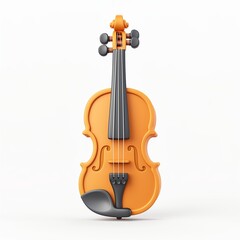 Fototapeta premium Cute Violin Cartoon Clay Illustration, 3D Icon, Isolated on white background
