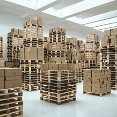 Set of wooden pallet for warehouse - 1