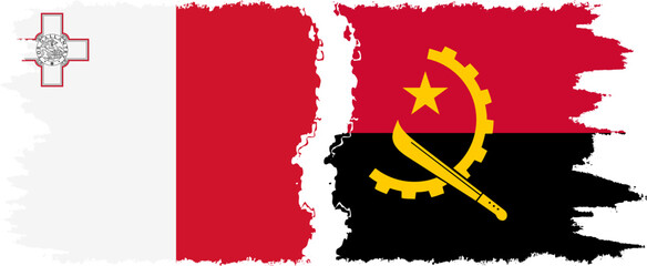 Angola and Malta grunge flags connection vector