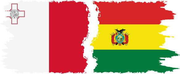 Bolivia and Malta grunge flags connection vector
