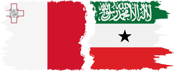 Obraz premium Somaliland and Malta grunge flags connection vector