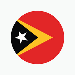 National Flag of East Timor. East Timor Flag. East Timor Round flag.
