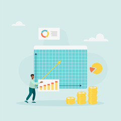 Strategic planning web concept. Data analysis, brainstorming, business plan creation, targeting, idea generation. Vector illustration.
