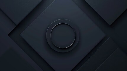 creative black geometric shape triangle circle triangle and line, minimal modern trend design elements color on black abstract background, banner , flyers design, Generative Ai
