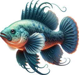 Fototapeta premium Fantasy Blue Fish Imagine Vector Illustration