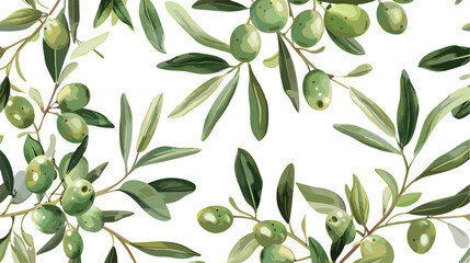 Natural seamless pattern with olive tree branches lea