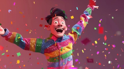 Fototapeta premium Love Wins: Bisexual 3D Character Celebrates Pride