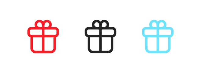 Gift box icon set. Flat style. Vector icons