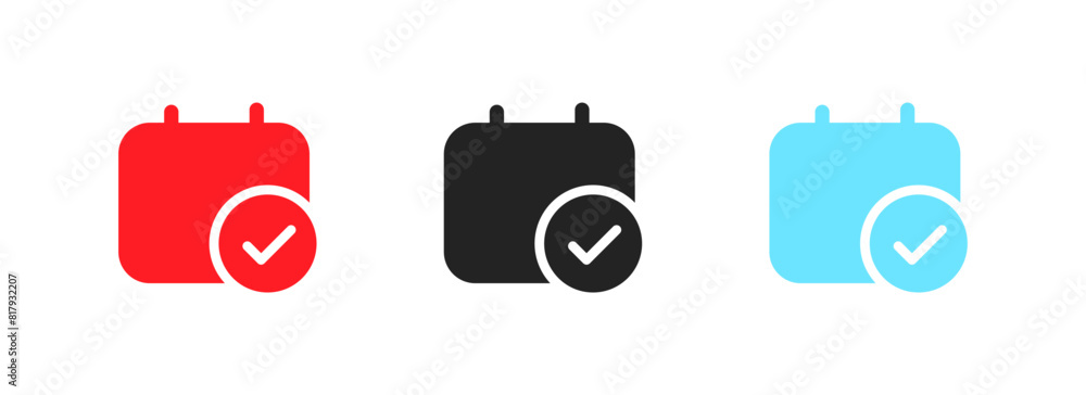 Wall mural calendar approved icon set. calendar check mark icons. flat style. vector icons