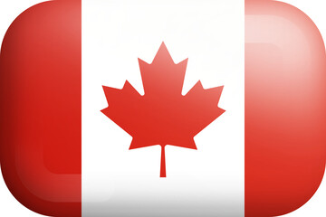 Canada Official National Flag Isolated 3D Rounded Glossy Icon