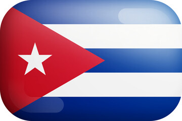 Cuba Official National Flag Isolated 3D Rounded Glossy Icon