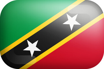 Saint Kitts And Nevis Official National Flag Isolated 3D Rounded Glossy Icon