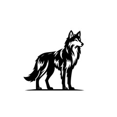Wolf vector illustration. Hand drawn line style wolf design