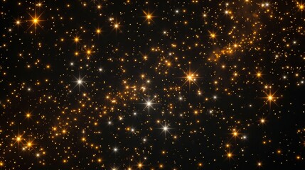 Golden starry sky with countless stars twinkling. Astronomical wonder concept