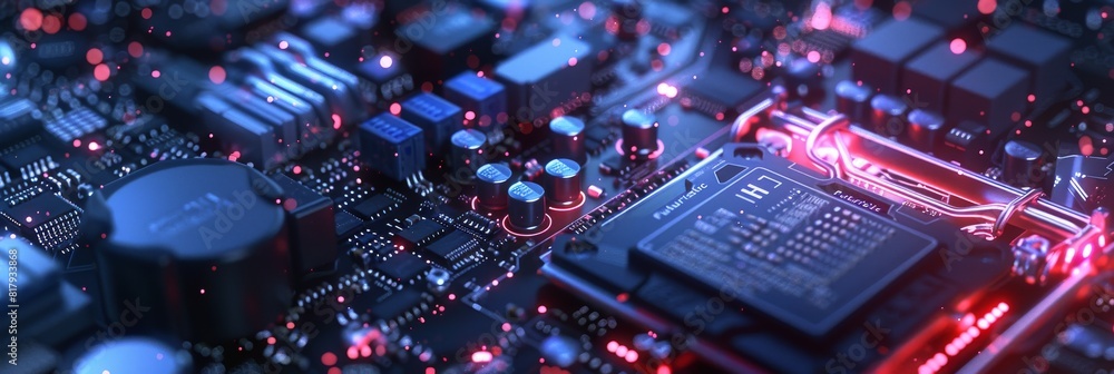 Poster An up-close macro of a computer motherboard