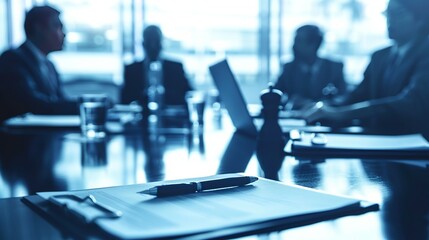 Lawyer in a Business Meeting: At a corporate meeting, a lawyer advises business leaders on legal matters, ensuring that all contracts and agreements are in compliance with the law