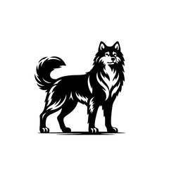 Wolf vector illustration. Hand drawn line style wolf design