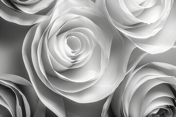 Monochrome Abstract Paper Flowers   Close Up Artistic Design in Black and White